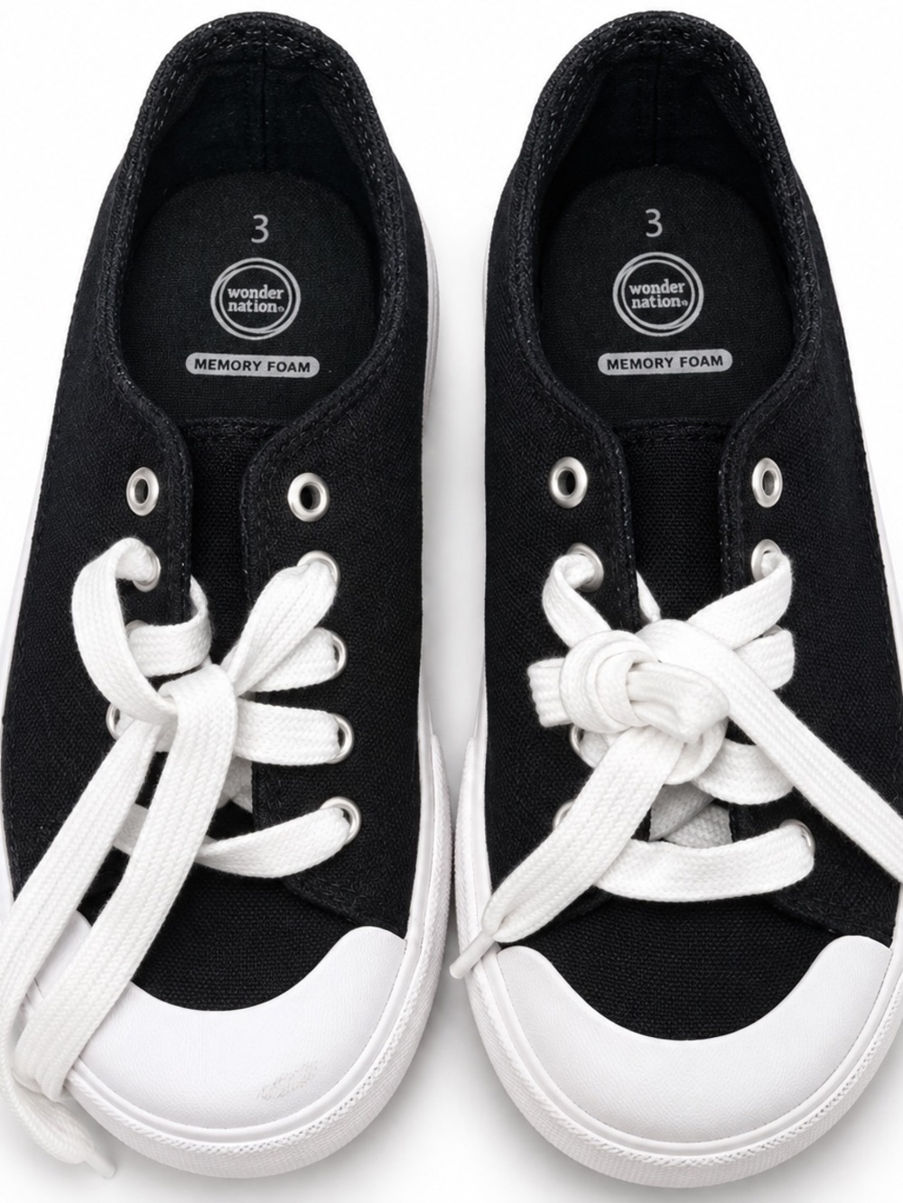 Wonder Nation Gently Worn Black Canvas Sneakers with White Laces